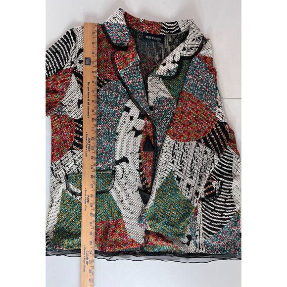 T&W Designs Women's Colorful Multicolor Two Button Blazer Jacket Size L - Picture 9 of 11